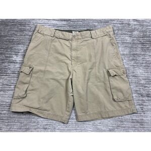 Izod Shorts Mens 42‎ Beige Flat Front Cargo 100% Cotton Casual